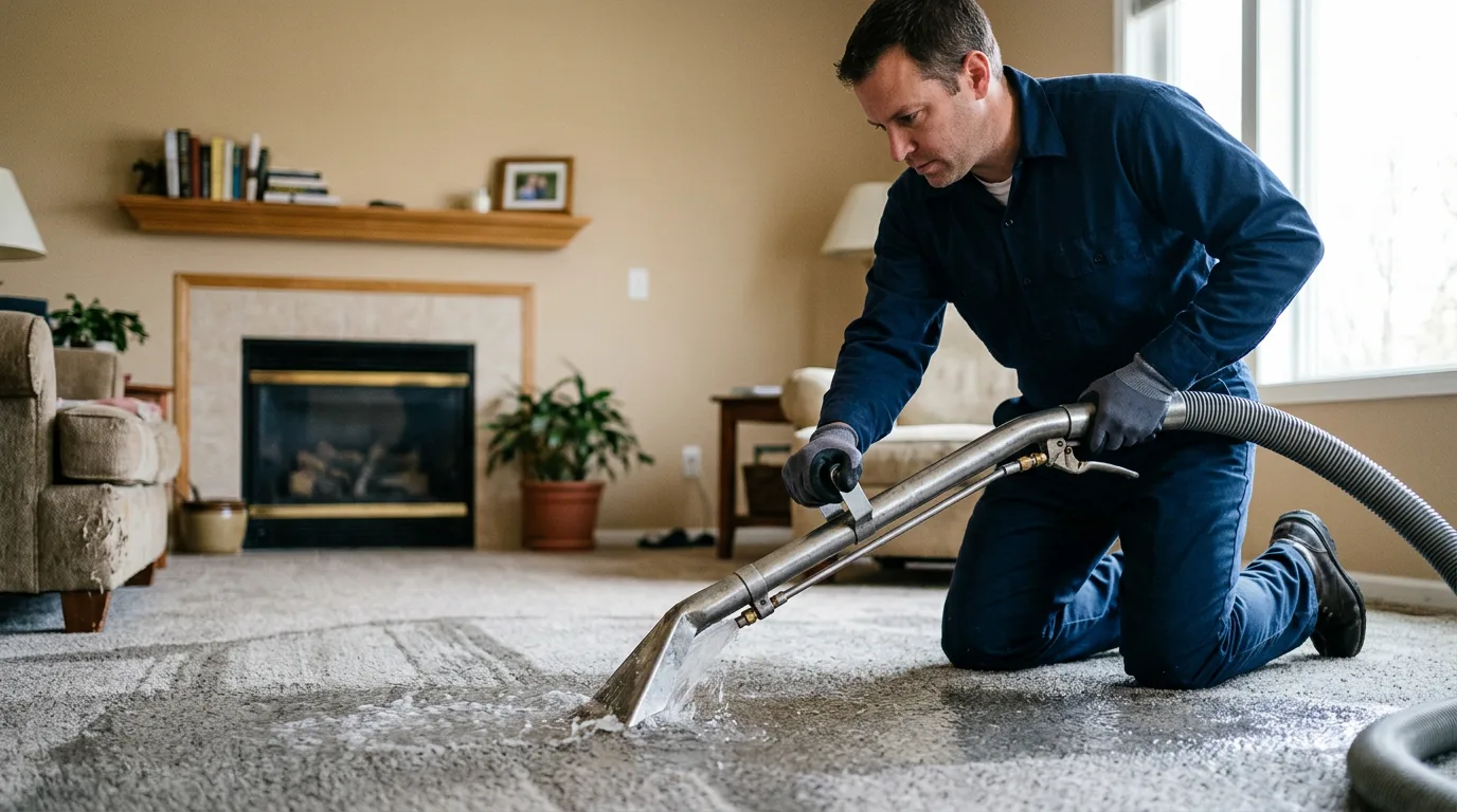 Water damage restoration technician working near Garwood, TX